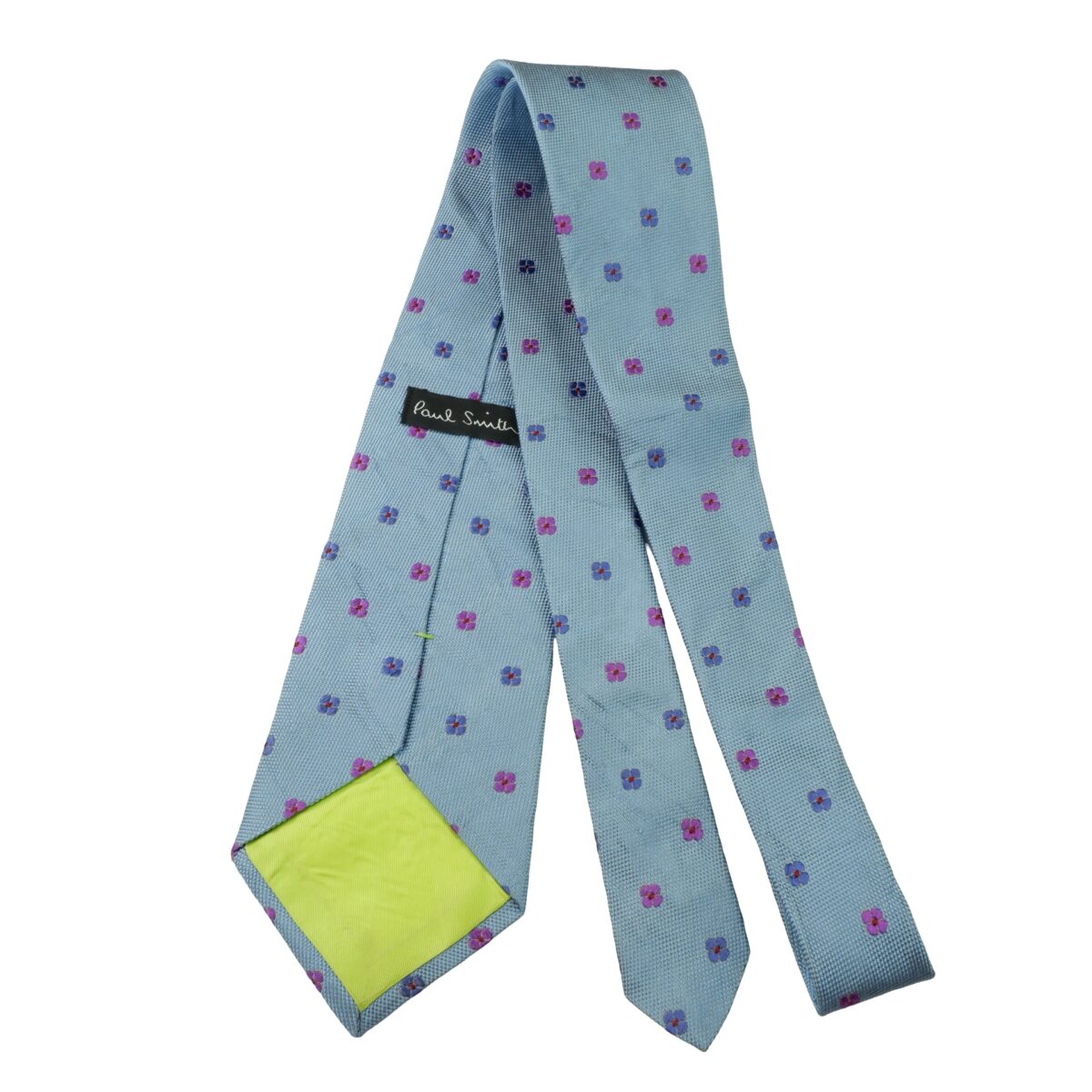 a16009 7 Paul Smith Tie Silk Blue Floral Pattern England (US Import Tax Included) มุมที่ 7