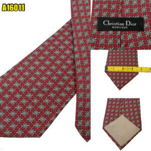 Christian Dior Tie Silk Brown Geometric USA (US Import Tax Included) มุมที่ 1