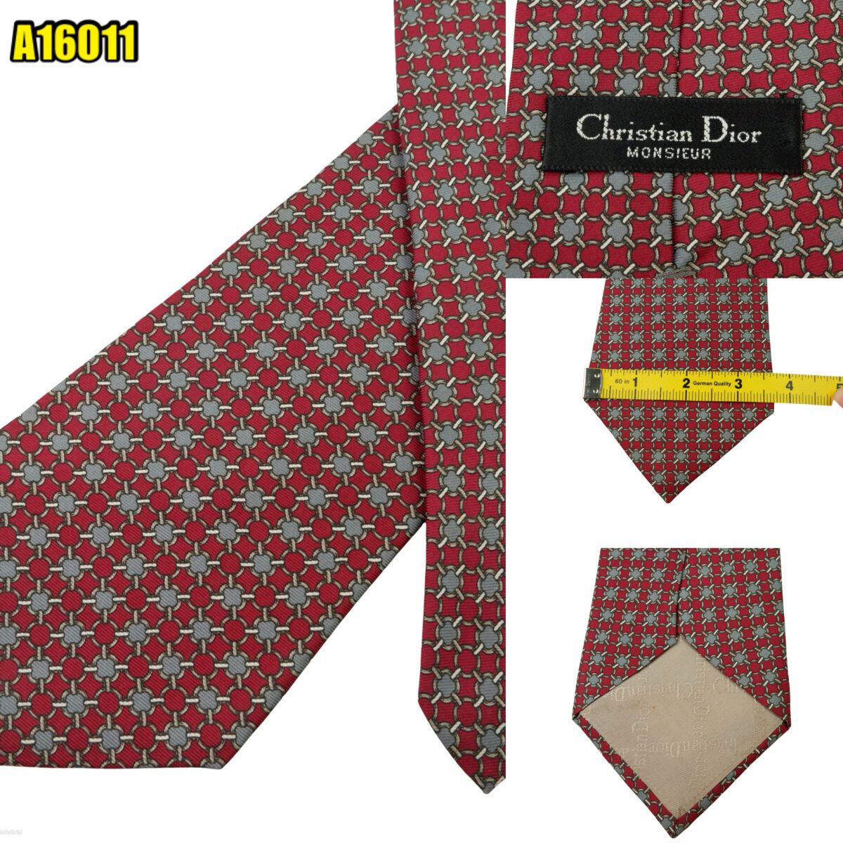 created by photogrid Christian Dior Tie Silk Brown Geometric USA (US Import Tax Included) มุมที่ 1