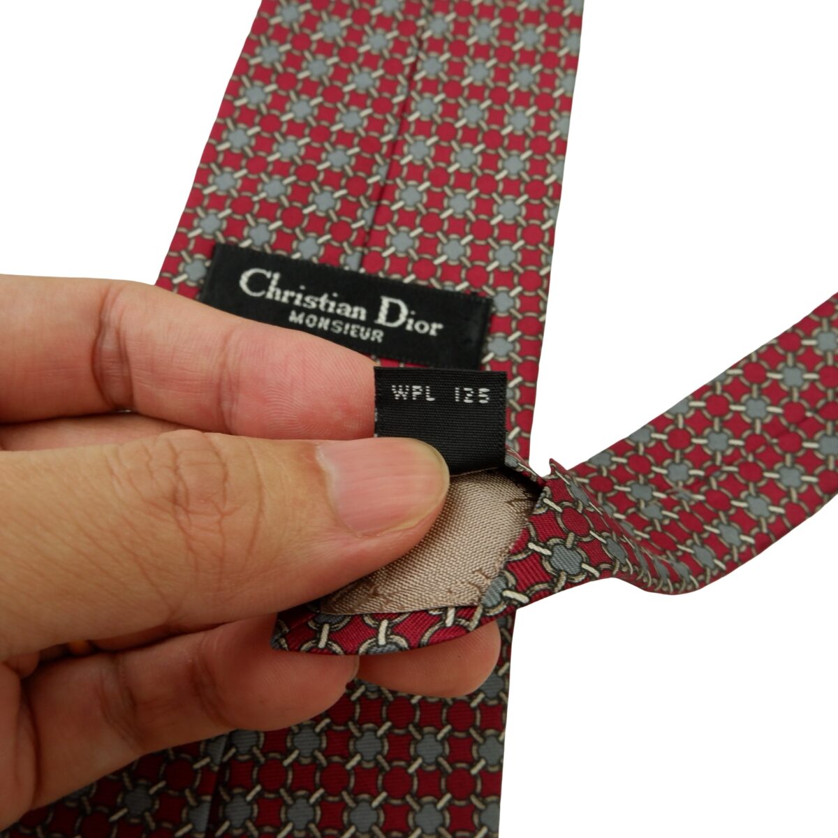 a16011 11 Christian Dior Tie Silk Brown Geometric USA (US Import Tax Included) มุมที่ 11