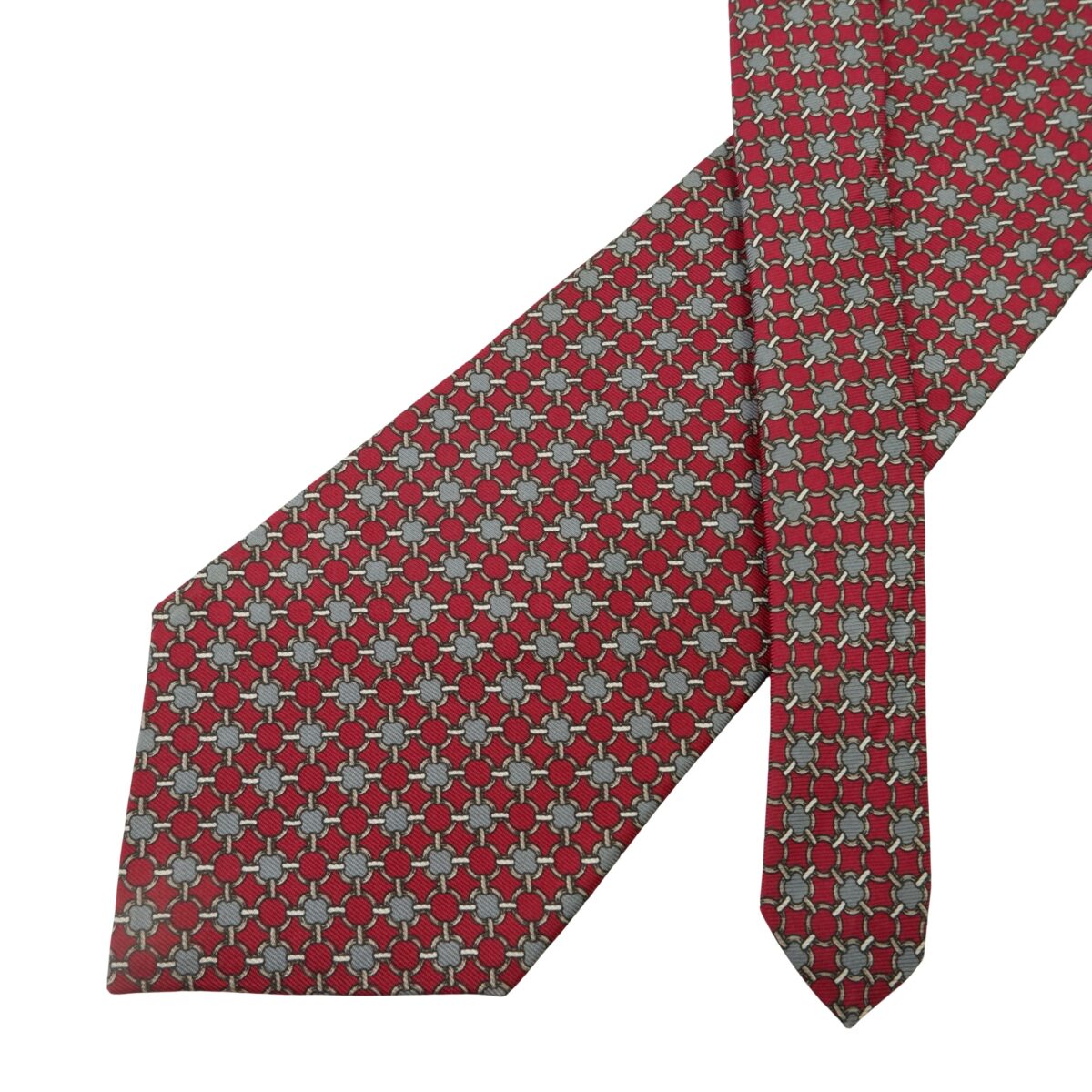 a16011 2 Christian Dior Tie Silk Brown Geometric USA (US Import Tax Included) มุมที่ 2