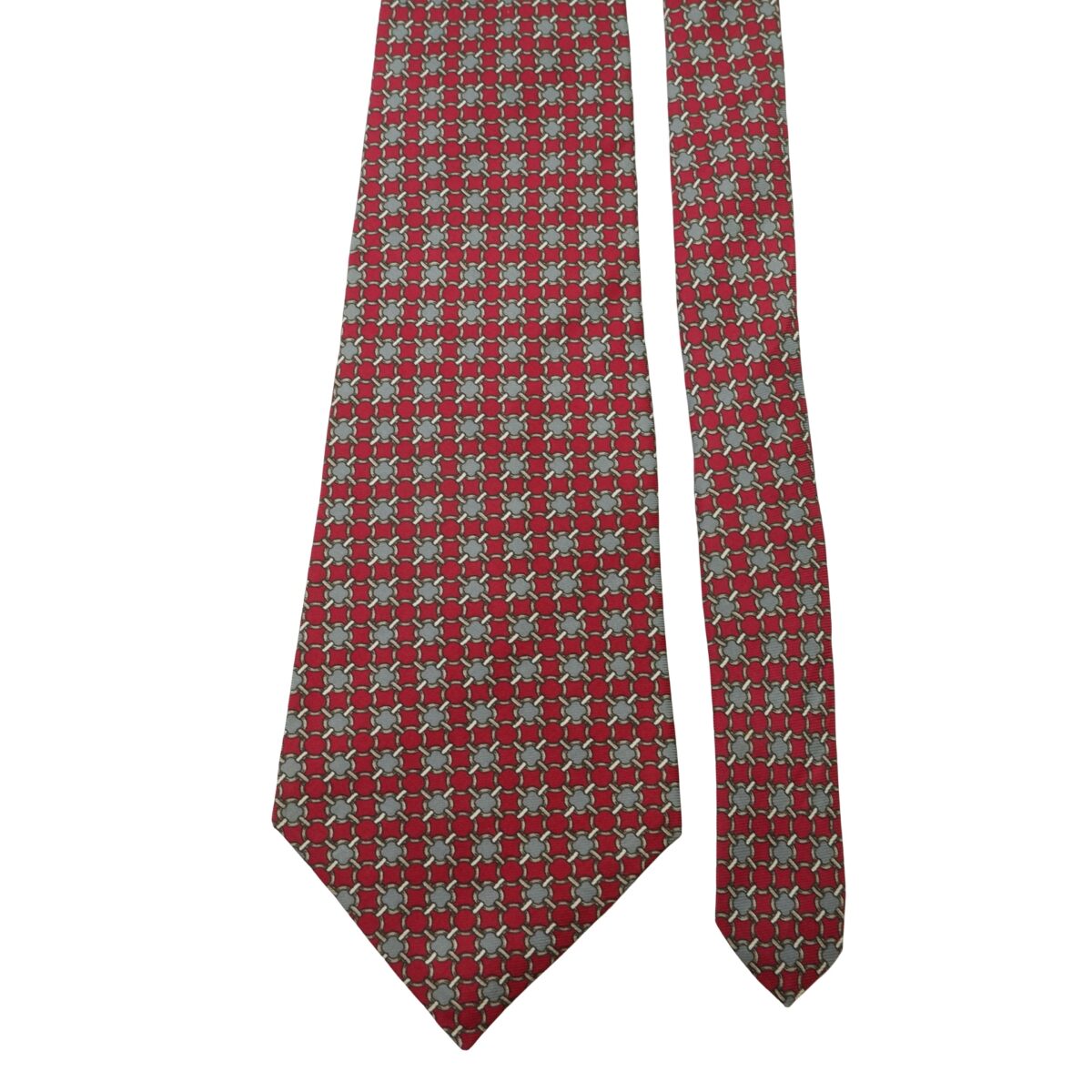 a16011 3 Christian Dior Tie Silk Brown Geometric USA (US Import Tax Included) มุมที่ 3