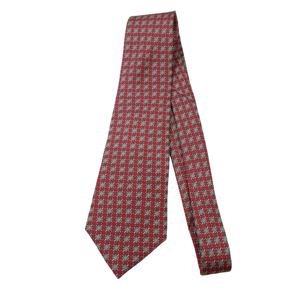 a16011 5 Christian Dior Tie Silk Brown Geometric USA (US Import Tax Included) มุมที่ 5