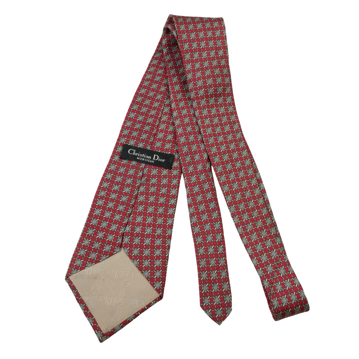 a16011 7 Christian Dior Tie Silk Brown Geometric USA (US Import Tax Included) มุมที่ 7