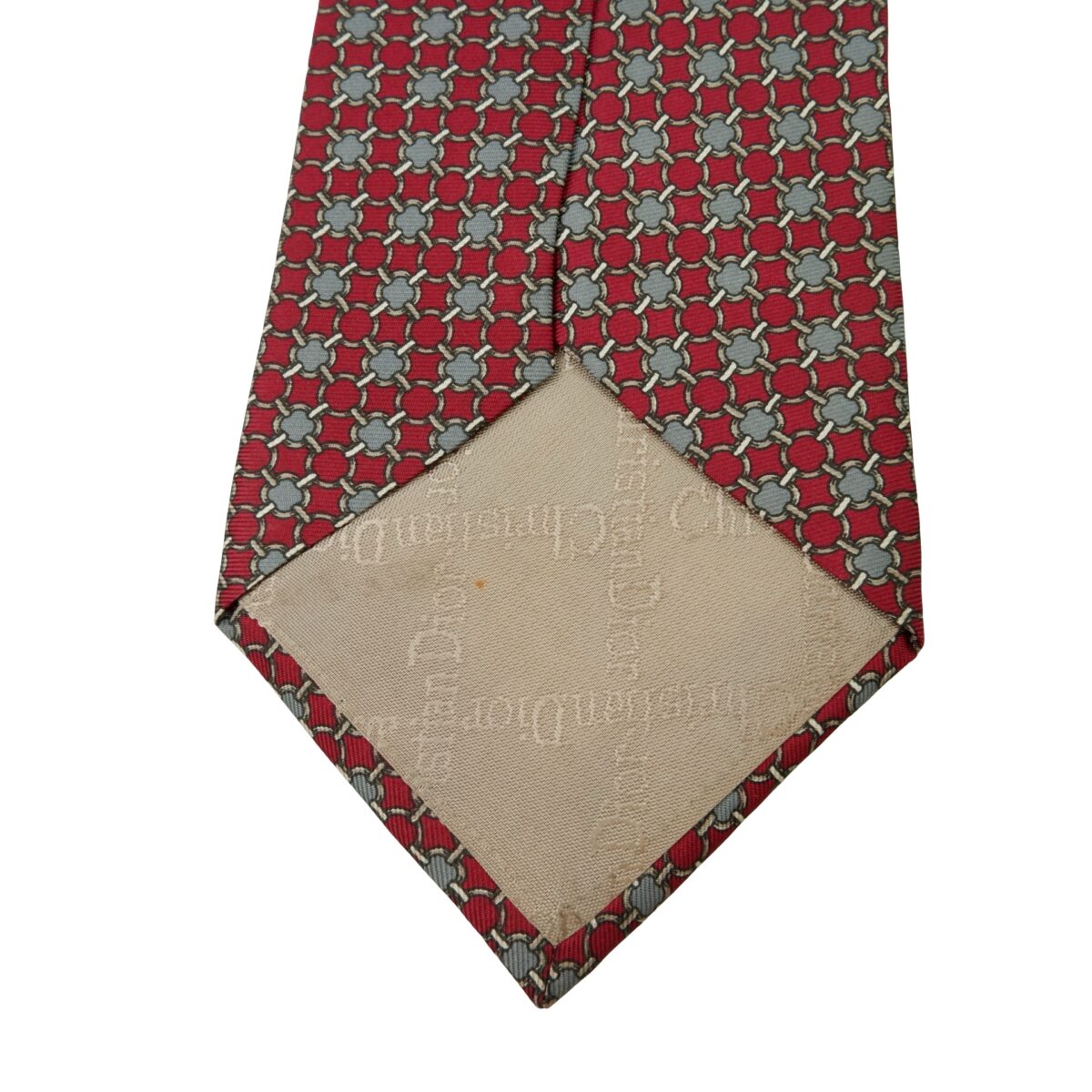 a16011 8 Christian Dior Tie Silk Brown Geometric USA (US Import Tax Included) มุมที่ 8