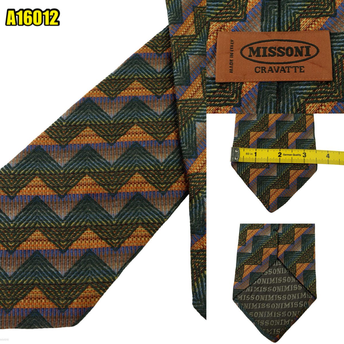 created by photogrid Missoni Tie Wool Silk Multicolor Geometric Italy (US Import Tax Included) มุมที่ 1