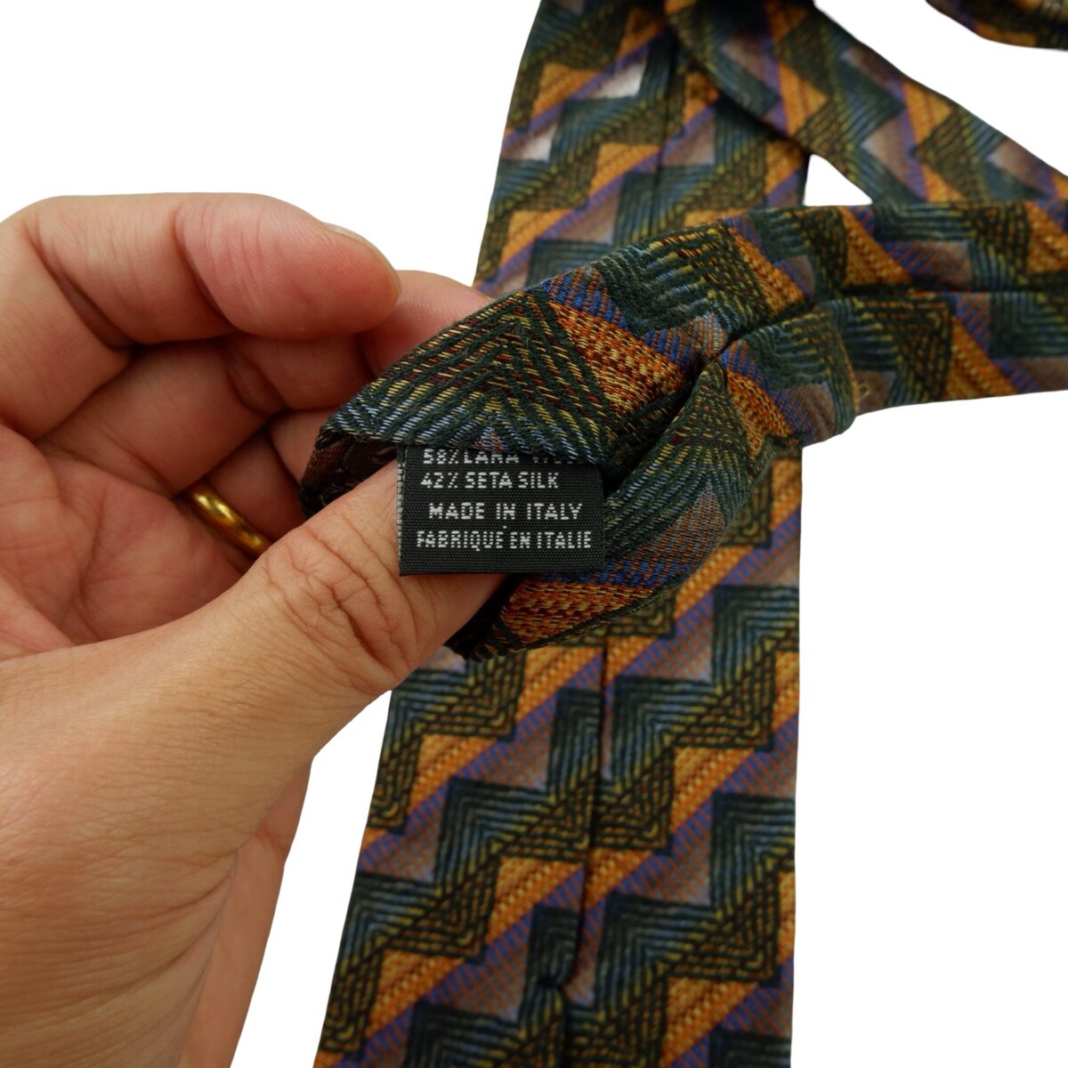 a16012 10 Missoni Tie Wool Silk Multicolor Geometric Italy (US Import Tax Included) มุมที่ 10
