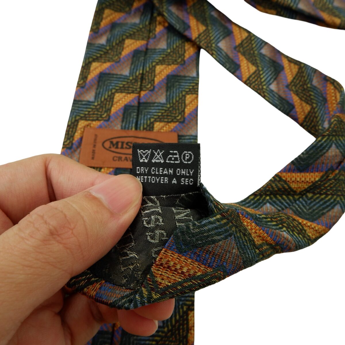 a16012 11 Missoni Tie Wool Silk Multicolor Geometric Italy (US Import Tax Included) มุมที่ 11
