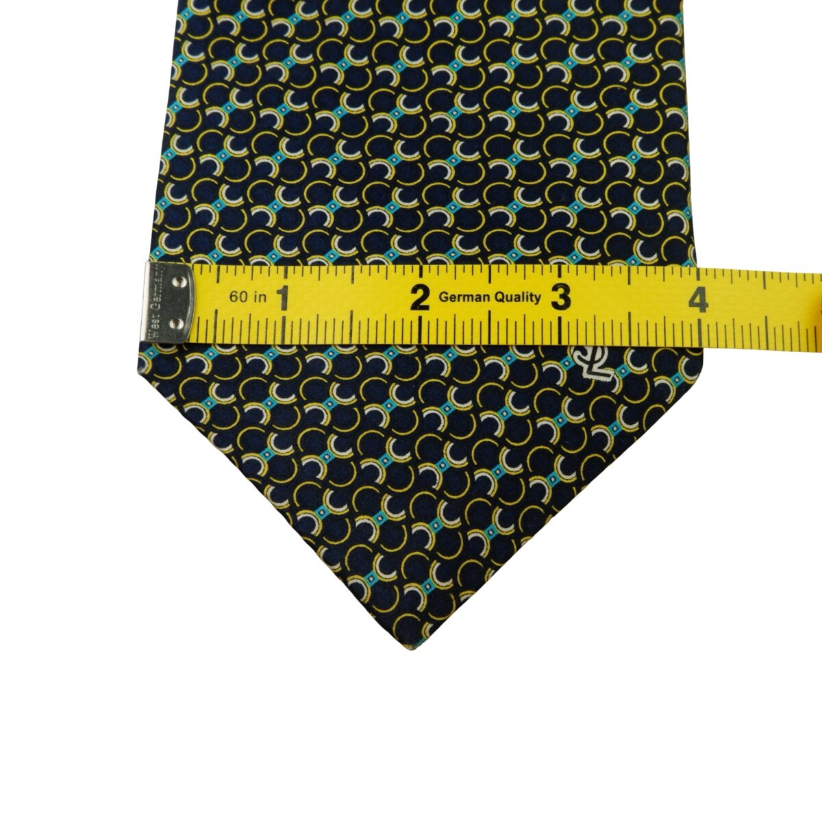 a16013 12 Yves Saint Laurent Tie Silk Black Geometric Italy (US Import Tax Included) มุมที่ 12