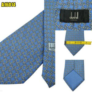 Dunhill Tie Silk Blue Geometric Italy (US Import Tax Included) มุมที่ 1