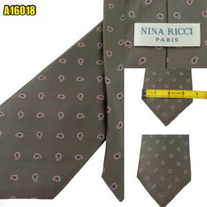 Nina Ricci Tie Silk Gray Paisley Pattern Korea (US Import Tax Included) มุมที่ 1