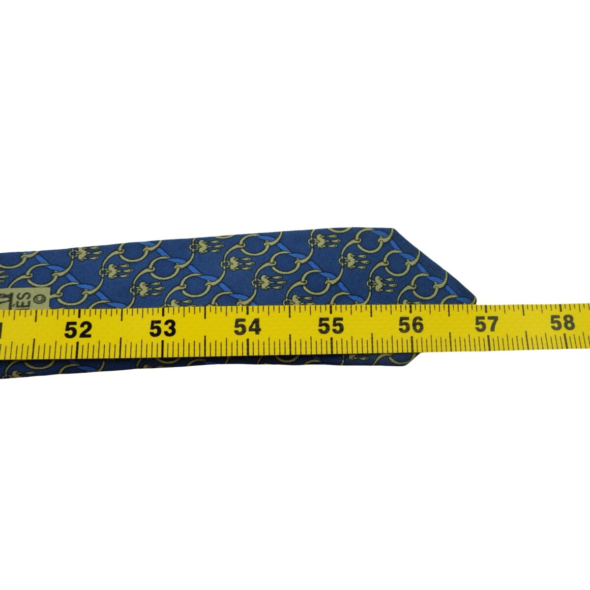 a16033 15 Hermes Tie Silk Blue Chain Stripe France (US Import Tax Included) มุมที่ 15