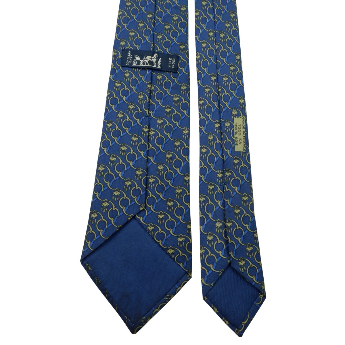 a16033 4 Hermes Tie Silk Blue Chain Stripe France (US Import Tax Included) มุมที่ 4