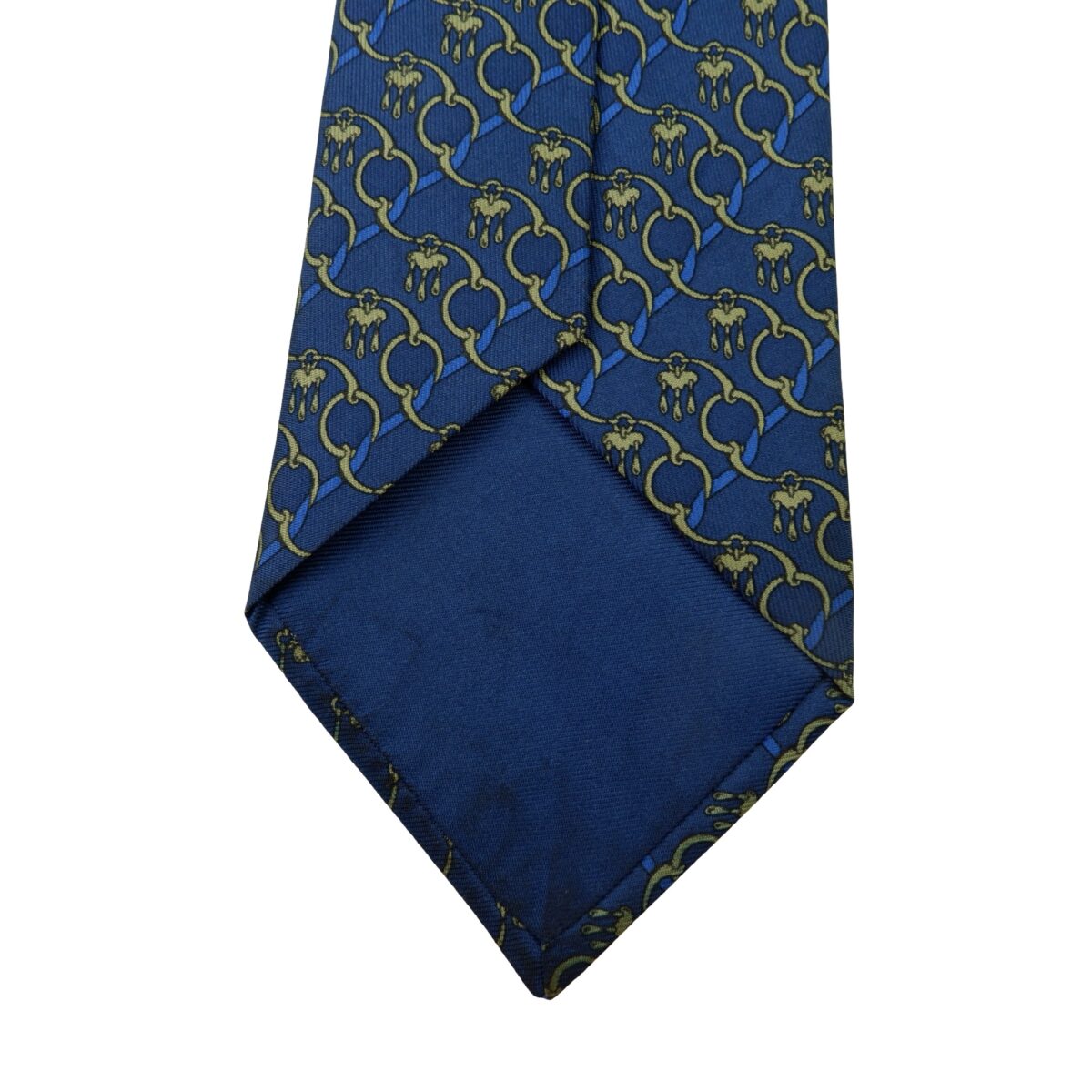 a16033 8 Hermes Tie Silk Blue Chain Stripe France (US Import Tax Included) มุมที่ 8