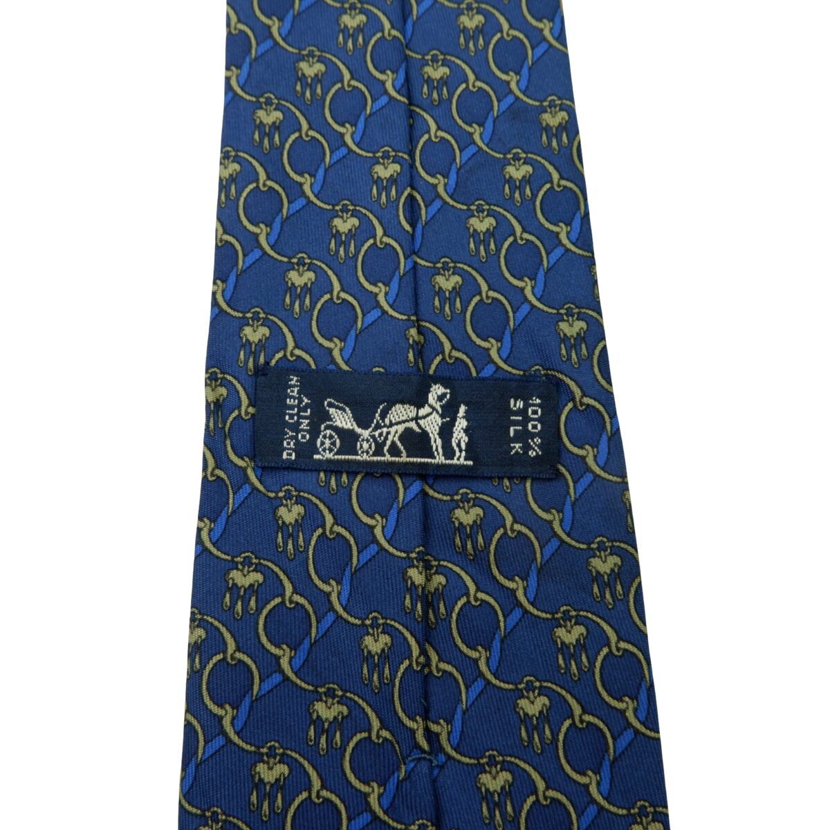 a16033 9 Hermes Tie Silk Blue Chain Stripe France (US Import Tax Included) มุมที่ 9