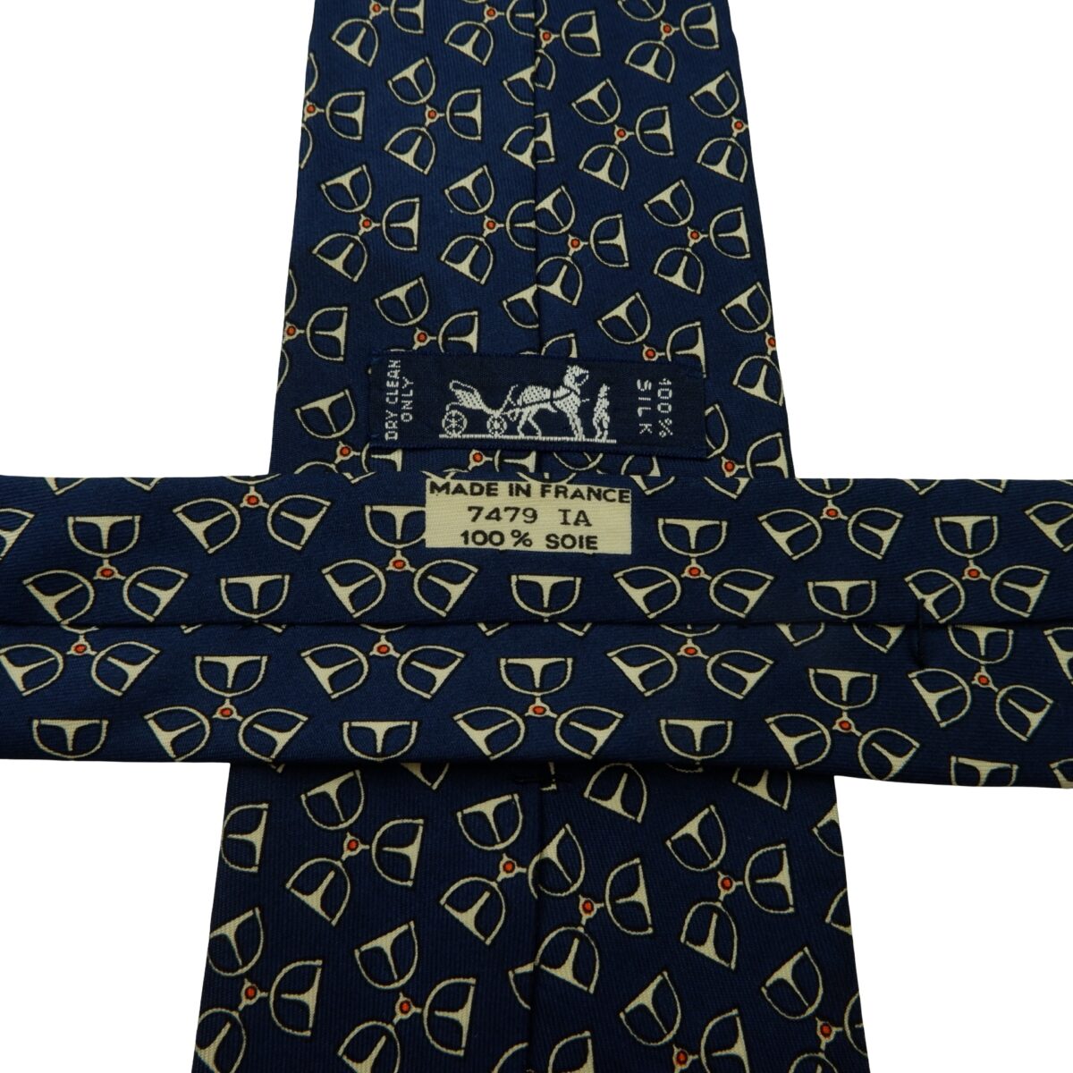 a16039 11 Hermes Tie Silk Blue Geometric France (US Import Tax Included) มุมที่ 11