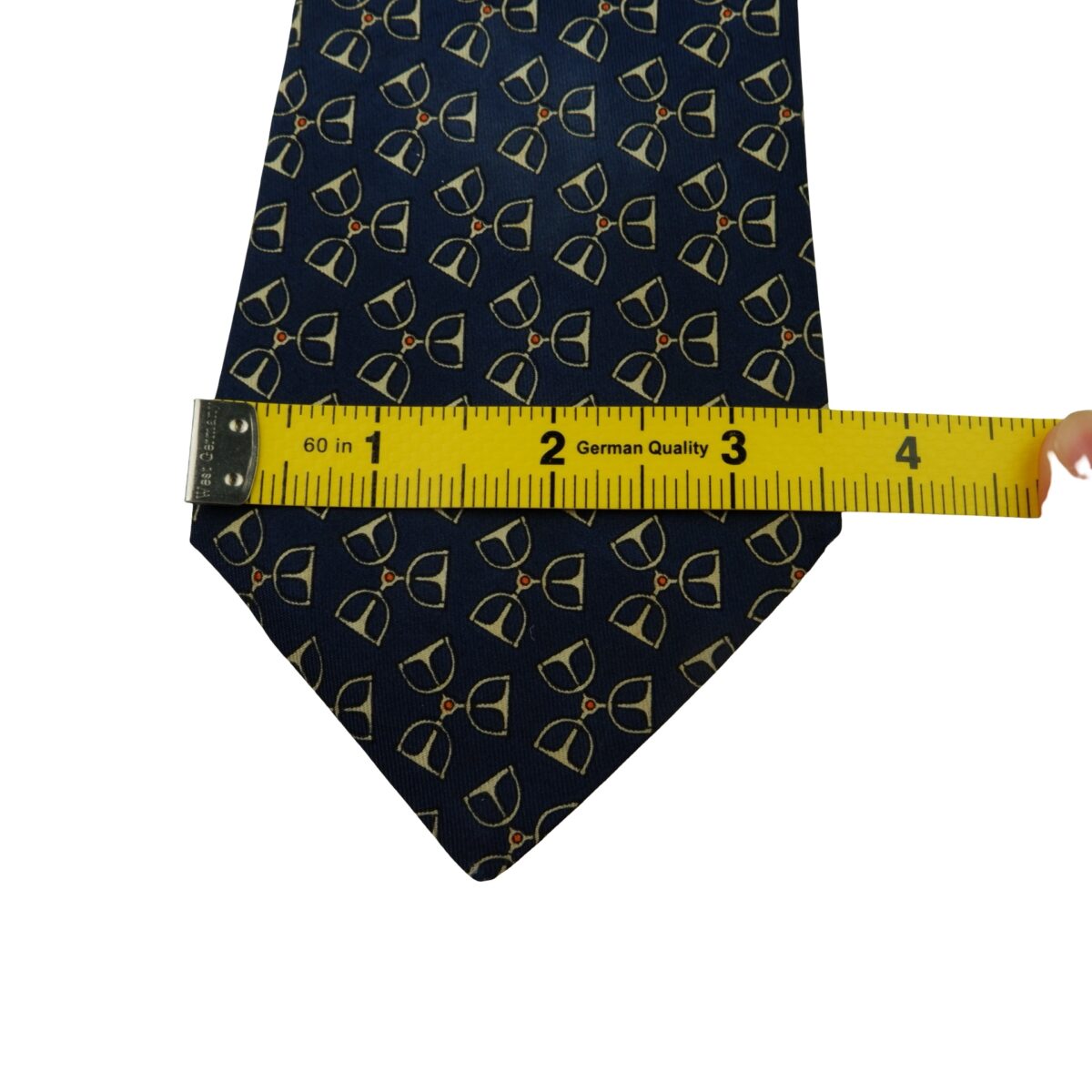 a16039 15 Hermes Tie Silk Blue Geometric France (US Import Tax Included) มุมที่ 15