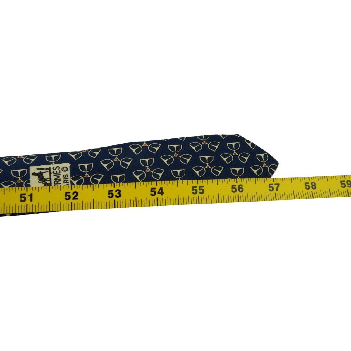 a16039 16 Hermes Tie Silk Blue Geometric France (US Import Tax Included) มุมที่ 16