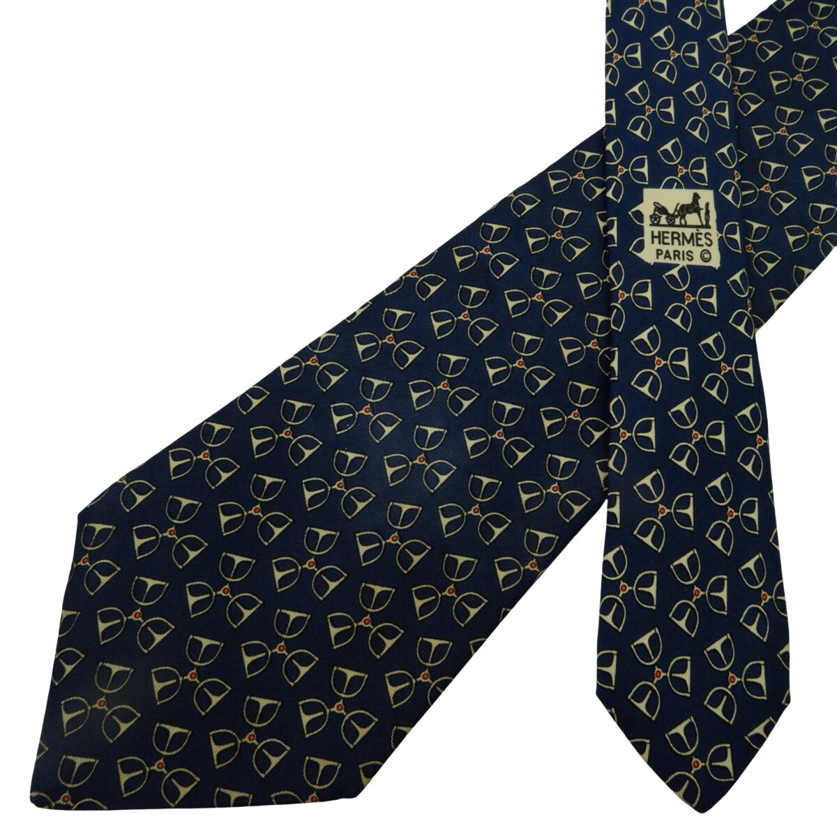 a16039 2 Hermes Tie Silk Blue Geometric France (US Import Tax Included) มุมที่ 2