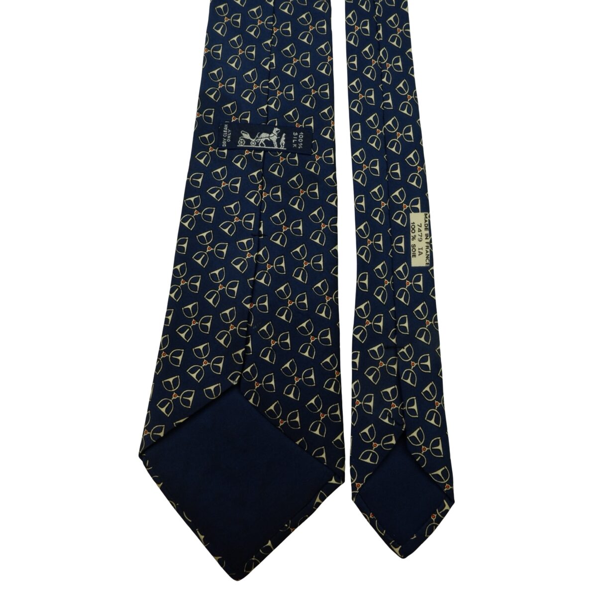 a16039 4 Hermes Tie Silk Blue Geometric France (US Import Tax Included) มุมที่ 4