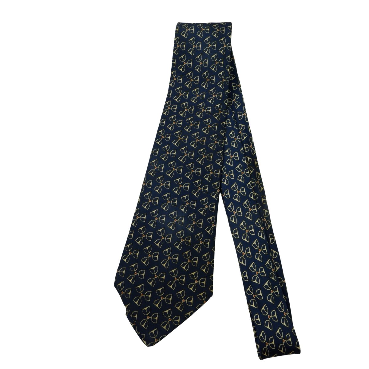 a16039 5 Hermes Tie Silk Blue Geometric France (US Import Tax Included) มุมที่ 5