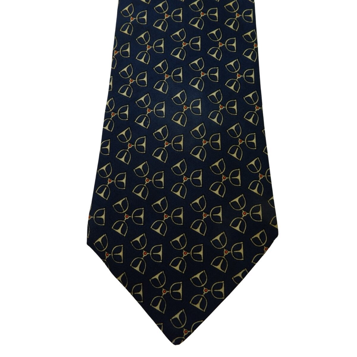 a16039 6 Hermes Tie Silk Blue Geometric France (US Import Tax Included) มุมที่ 6