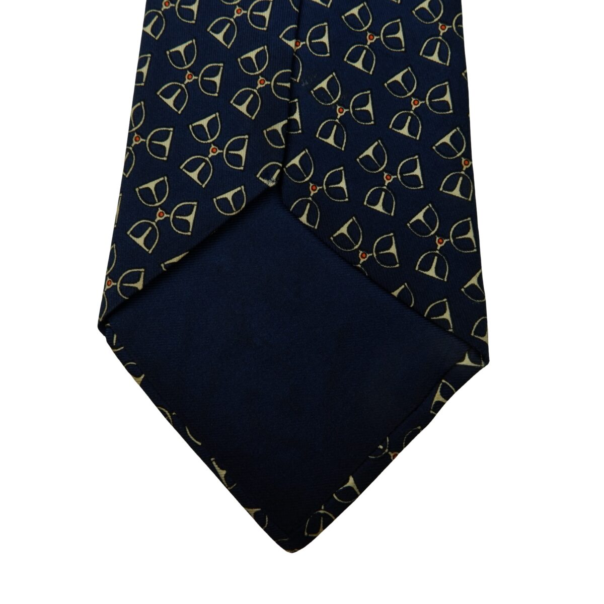 a16039 8 Hermes Tie Silk Blue Geometric France (US Import Tax Included) มุมที่ 8