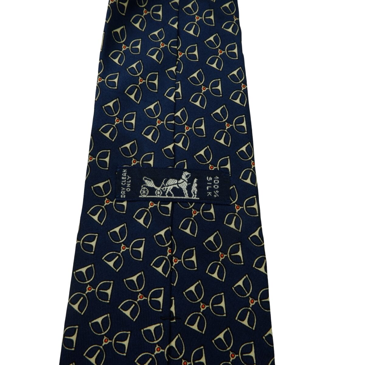 a16039 9 Hermes Tie Silk Blue Geometric France (US Import Tax Included) มุมที่ 9