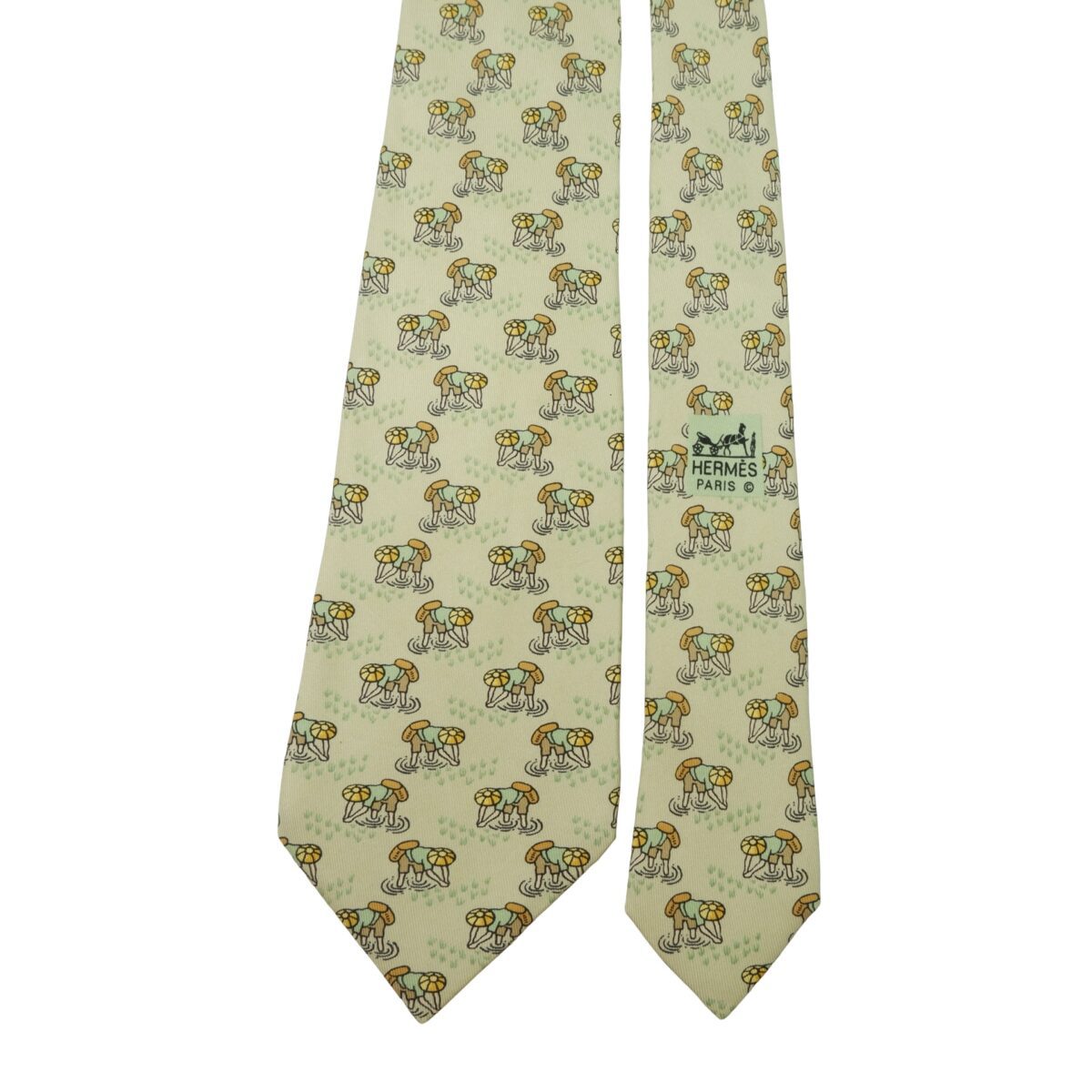Hermes Tie Silk Beige Farmer Pattern France (US Import Tax Included) | mesabb clothing Hermes Tie Silk Beige Farmer Pattern France (US Import Tax Included) มุมที่ 3