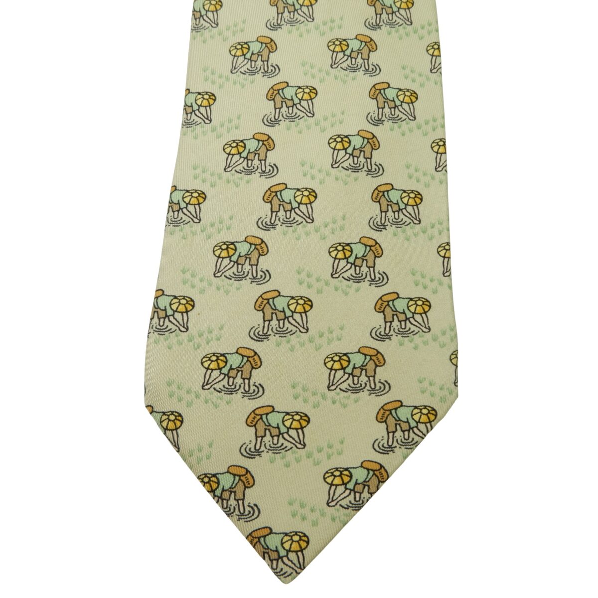 Hermes Tie Silk Beige Farmer Pattern France (US Import Tax Included) | mesabb clothing Hermes Tie Silk Beige Farmer Pattern France (US Import Tax Included) มุมที่ 6