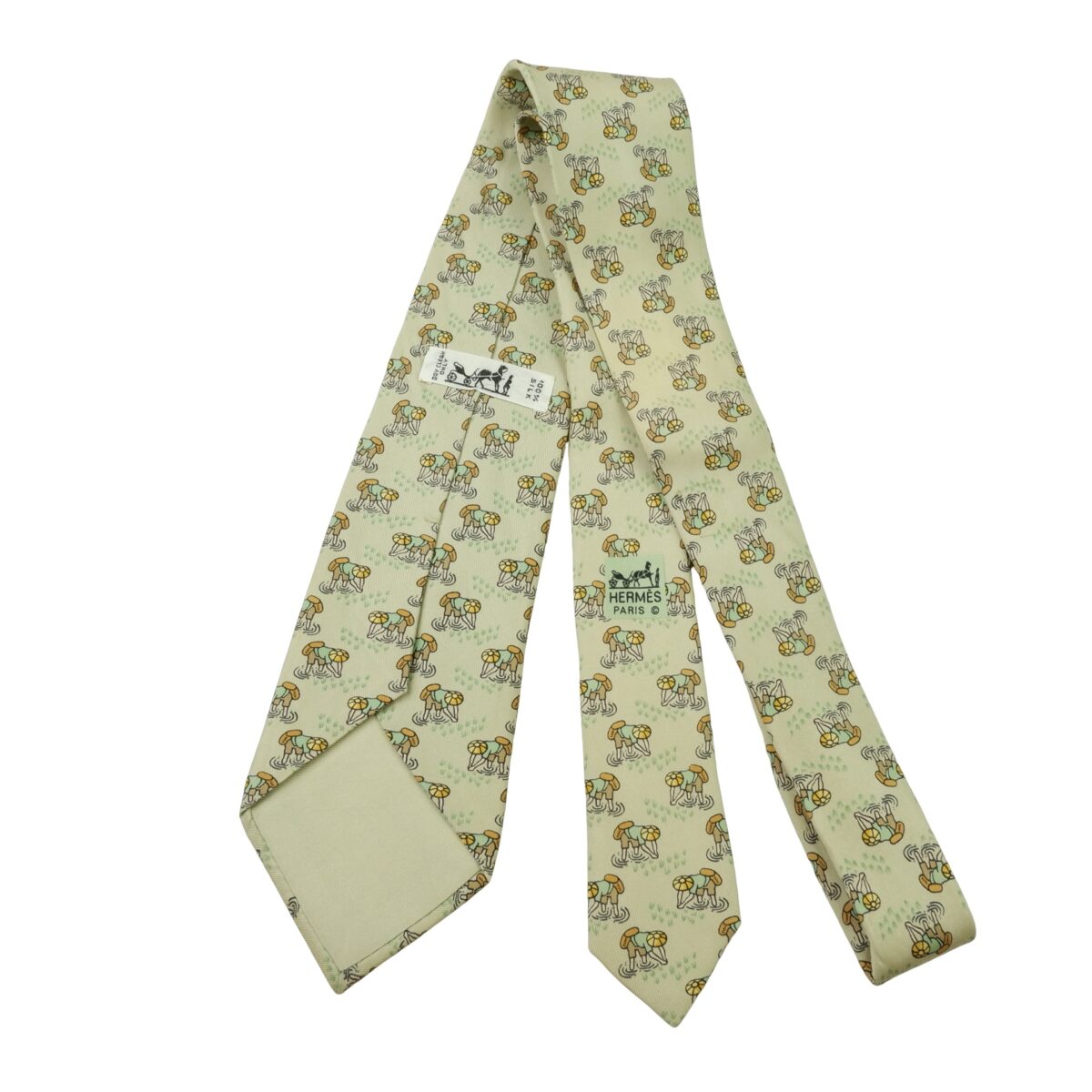 Hermes Tie Silk Beige Farmer Pattern France (US Import Tax Included) | mesabb clothing Hermes Tie Silk Beige Farmer Pattern France (US Import Tax Included) มุมที่ 7