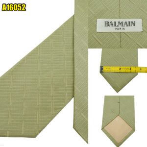 Balmain Tie Silk Olive Green Geometric Korea (US Import Tax Included) มุมที่ 1