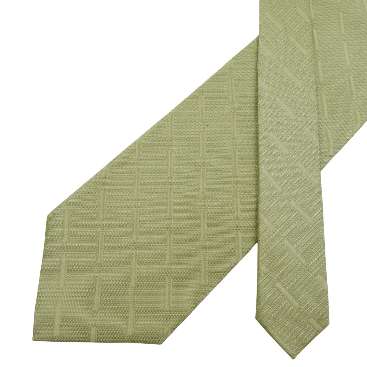 a16052 2 Balmain Tie Silk Olive Green Geometric Korea (US Import Tax Included) มุมที่ 2