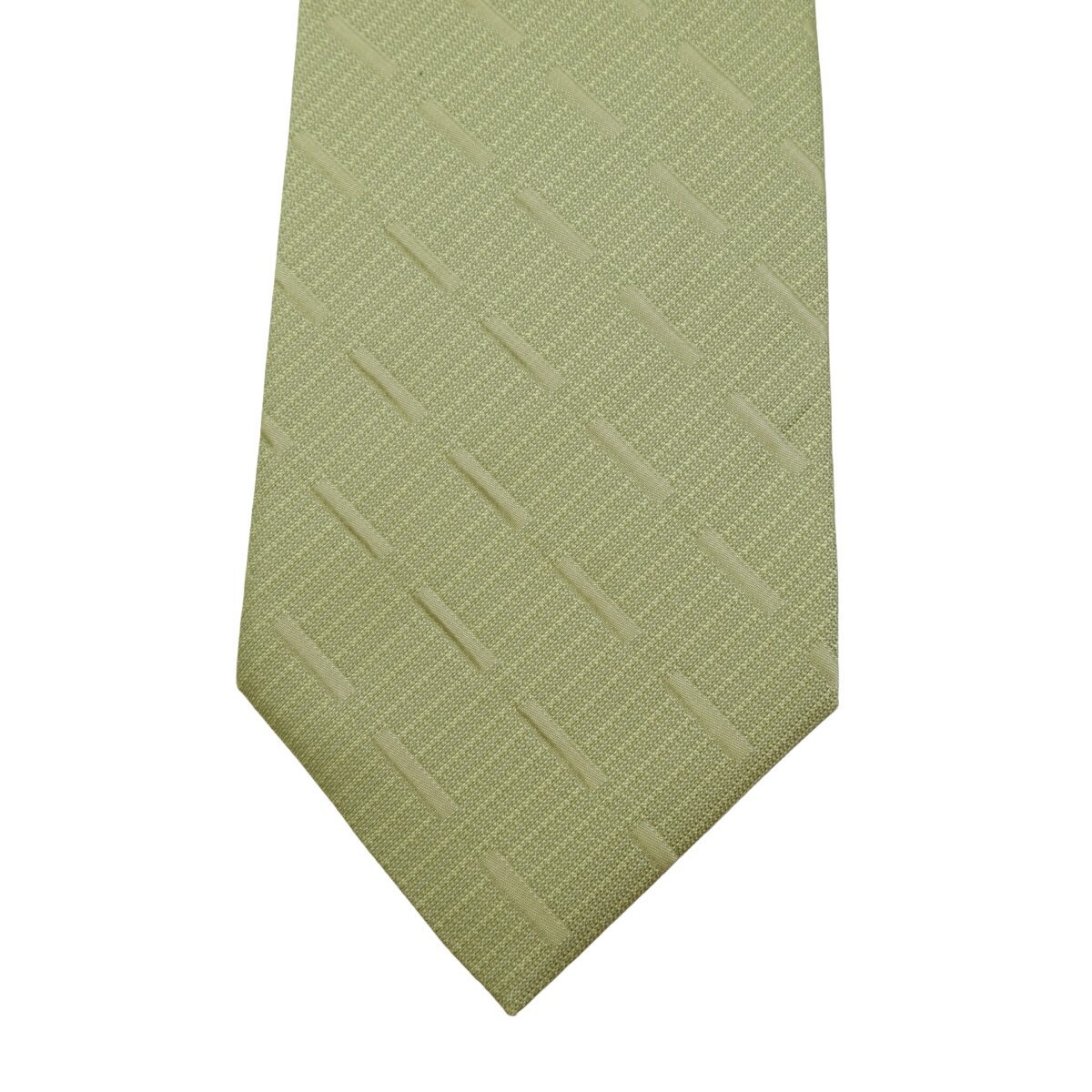 a16052 6 Balmain Tie Silk Olive Green Geometric Korea (US Import Tax Included) มุมที่ 6