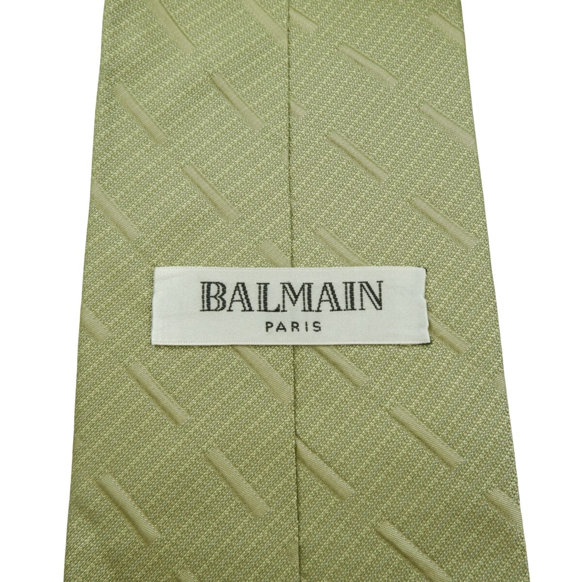 a16052 9 Balmain Tie Silk Olive Green Geometric Korea (US Import Tax Included) มุมที่ 9