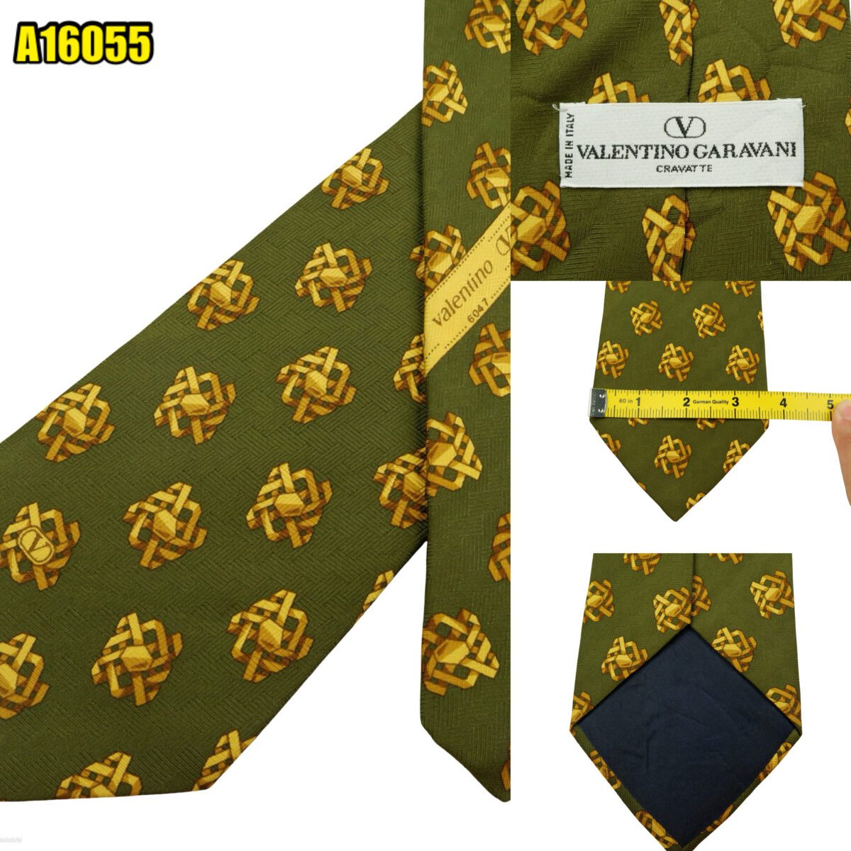 created by photogrid Valentino Tie Silk Green Geometric Italy (US Import Tax Included) มุมที่ 1