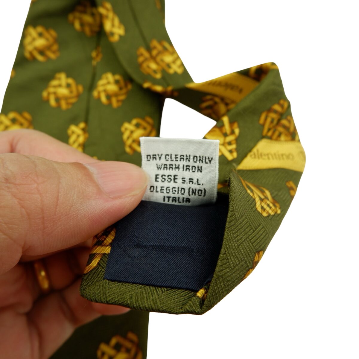 a16055 12 Valentino Tie Silk Green Geometric Italy (US Import Tax Included) มุมที่ 12