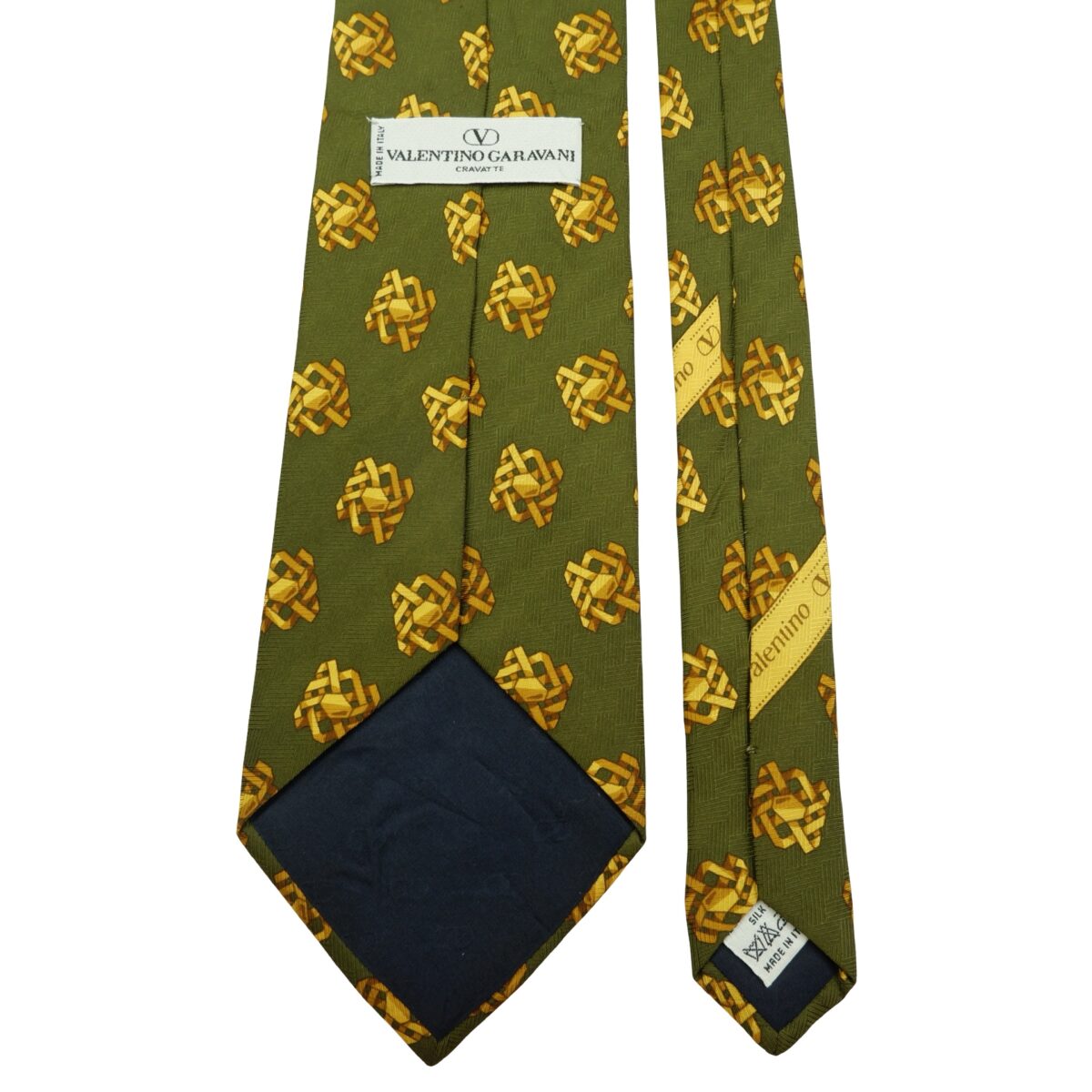 a16055 4 Valentino Tie Silk Green Geometric Italy (US Import Tax Included) มุมที่ 4