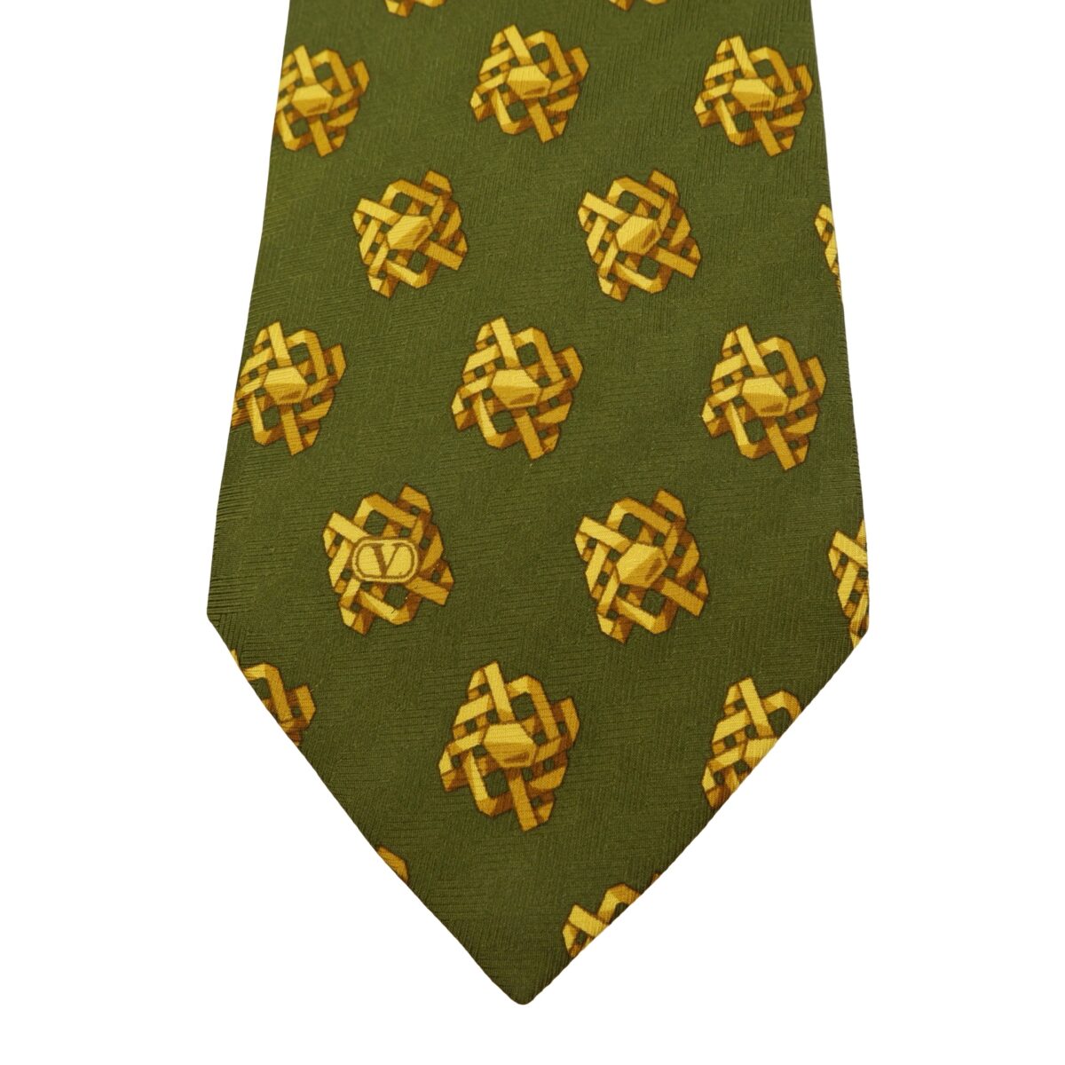a16055 7 Valentino Tie Silk Green Geometric Italy (US Import Tax Included) มุมที่ 7