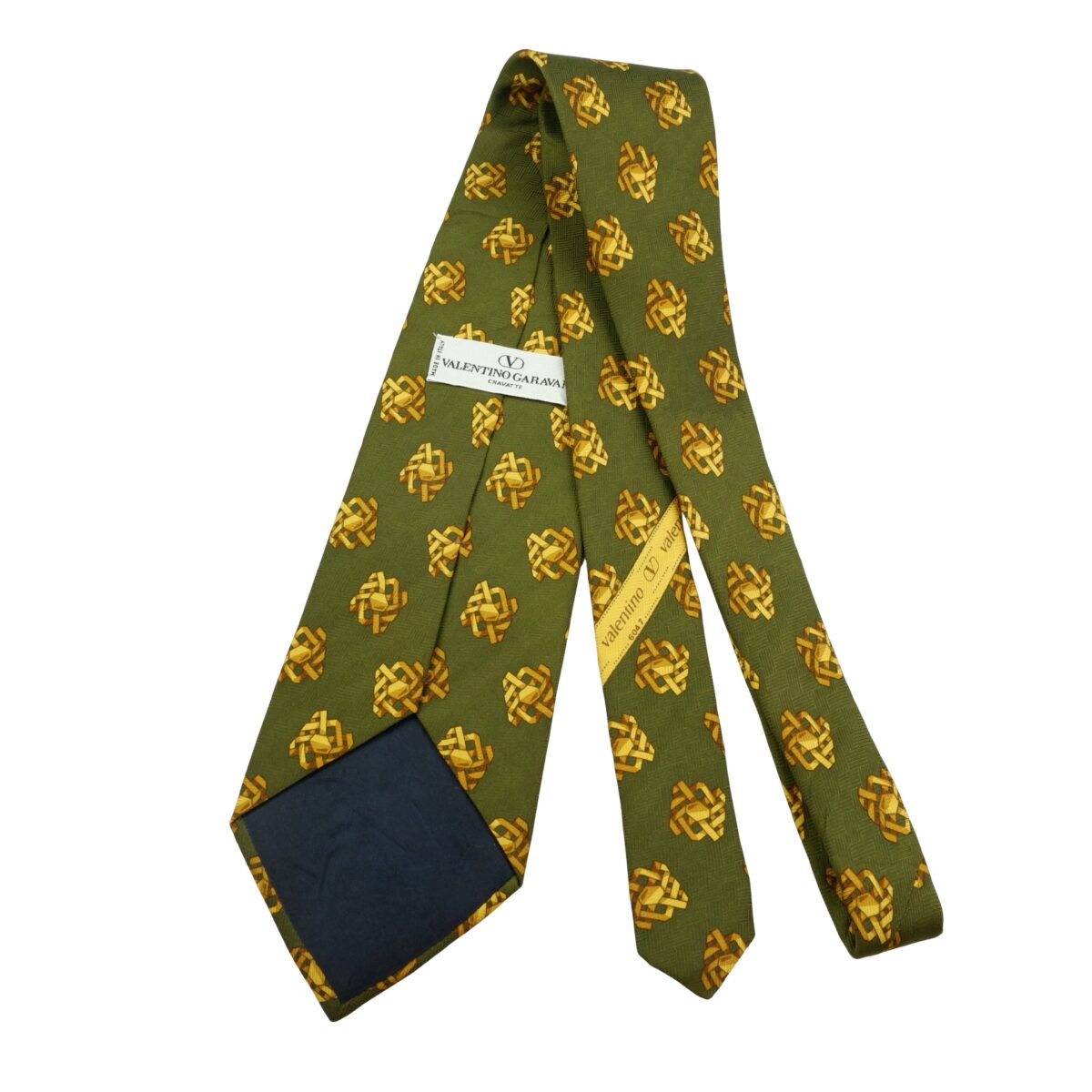 a16055 8 Valentino Tie Silk Green Geometric Italy (US Import Tax Included) มุมที่ 8