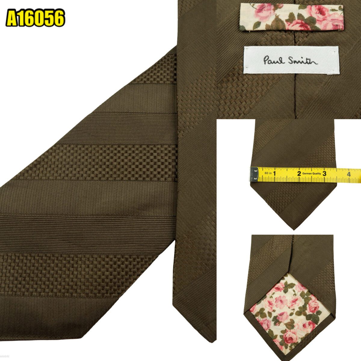 created by photogrid Paul Smith Tie Silk Brown Stripe Italy (US Import Tax Included) มุมที่ 1