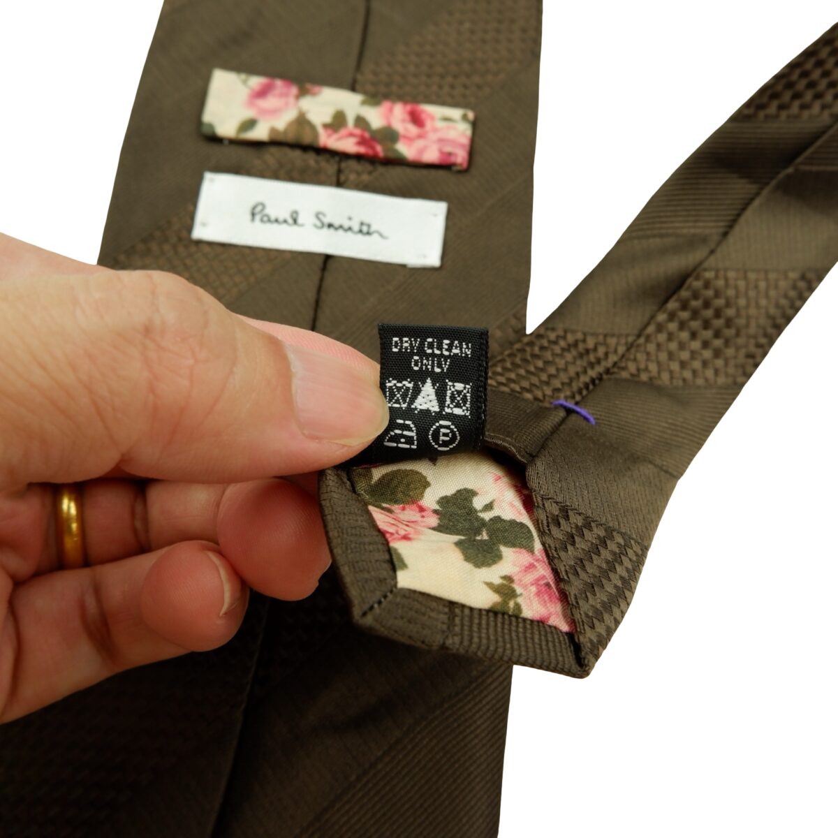 a16056 11 Paul Smith Tie Silk Brown Stripe Italy (US Import Tax Included) มุมที่ 11