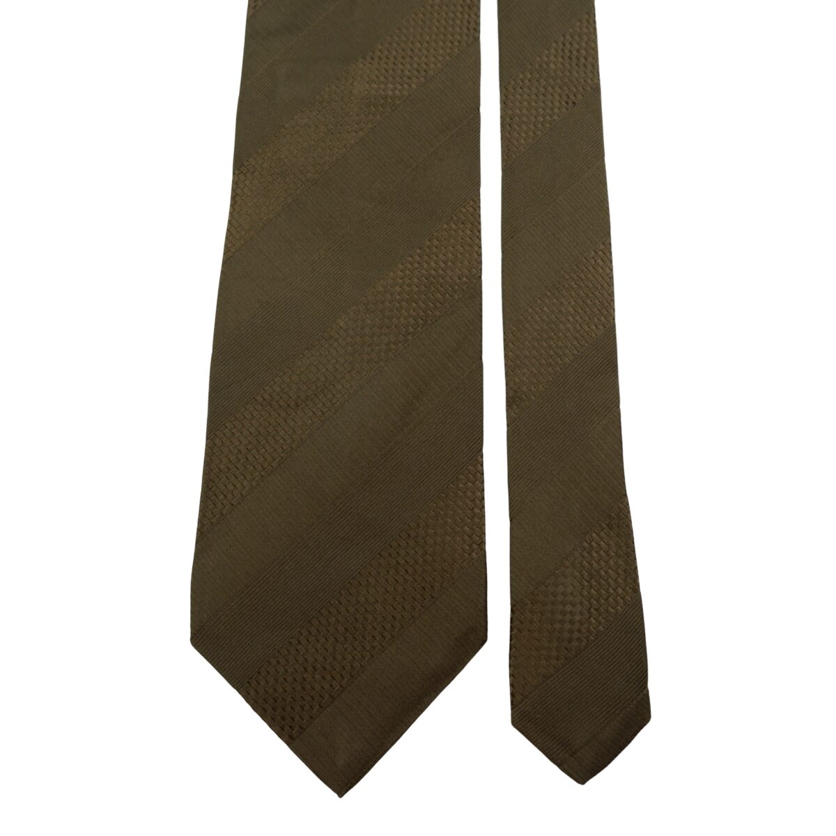 a16056 3 Paul Smith Tie Silk Brown Stripe Italy (US Import Tax Included) มุมที่ 3