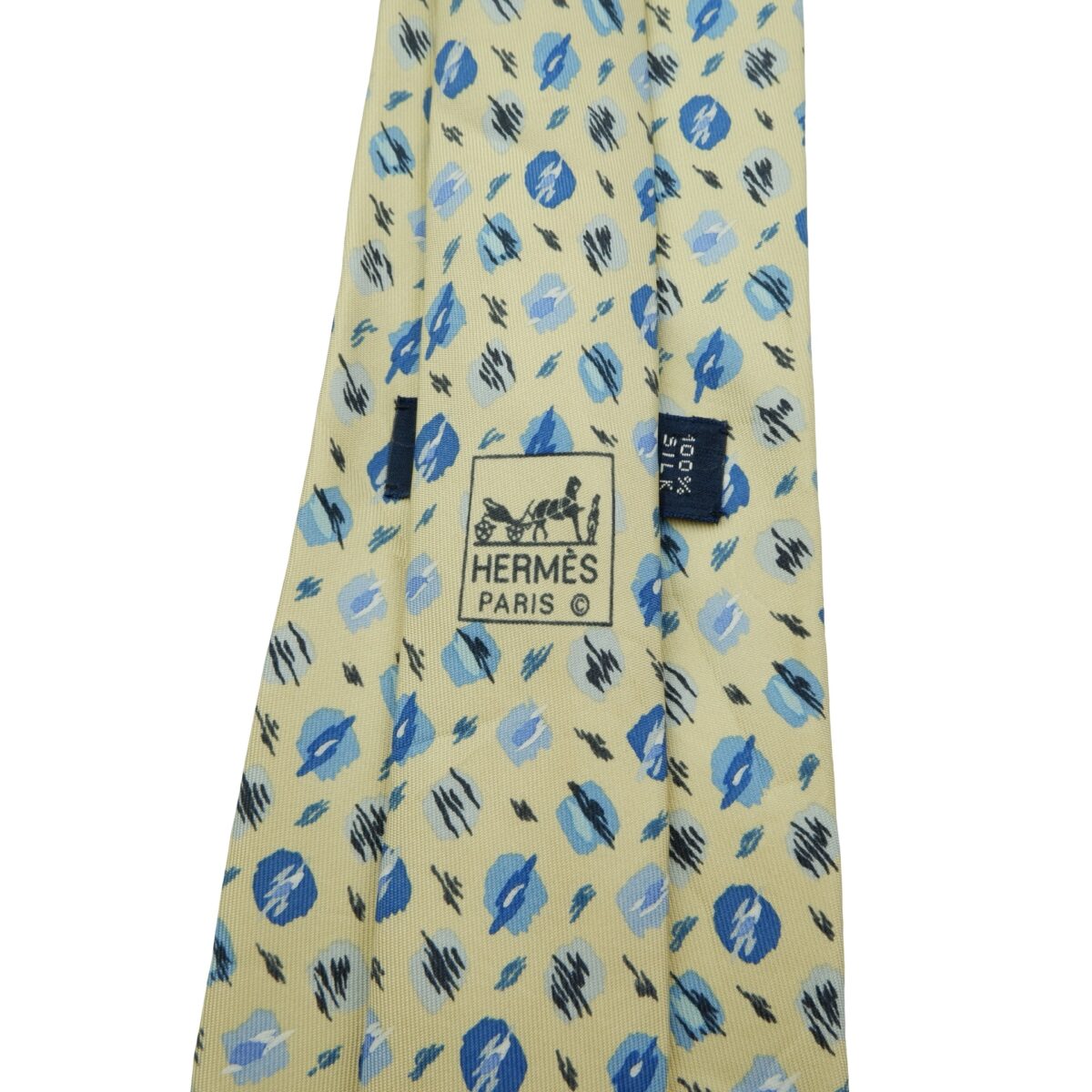 a16058 10 Hermes Tie Silk Yellow Geometric France (US Import Tax Included) มุมที่ 10