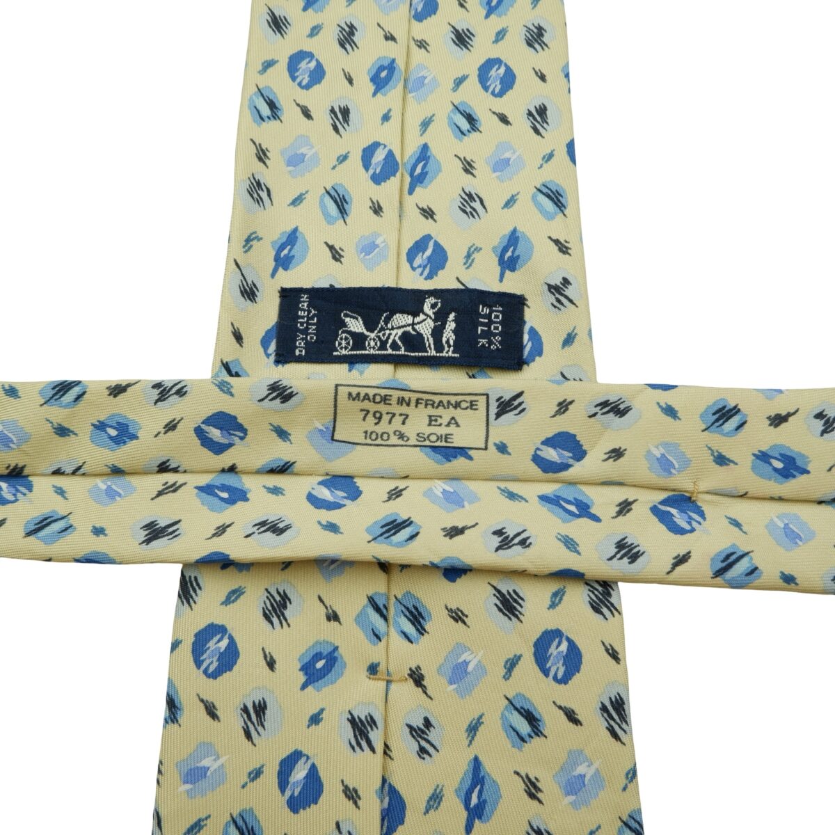 a16058 11 Hermes Tie Silk Yellow Geometric France (US Import Tax Included) มุมที่ 11