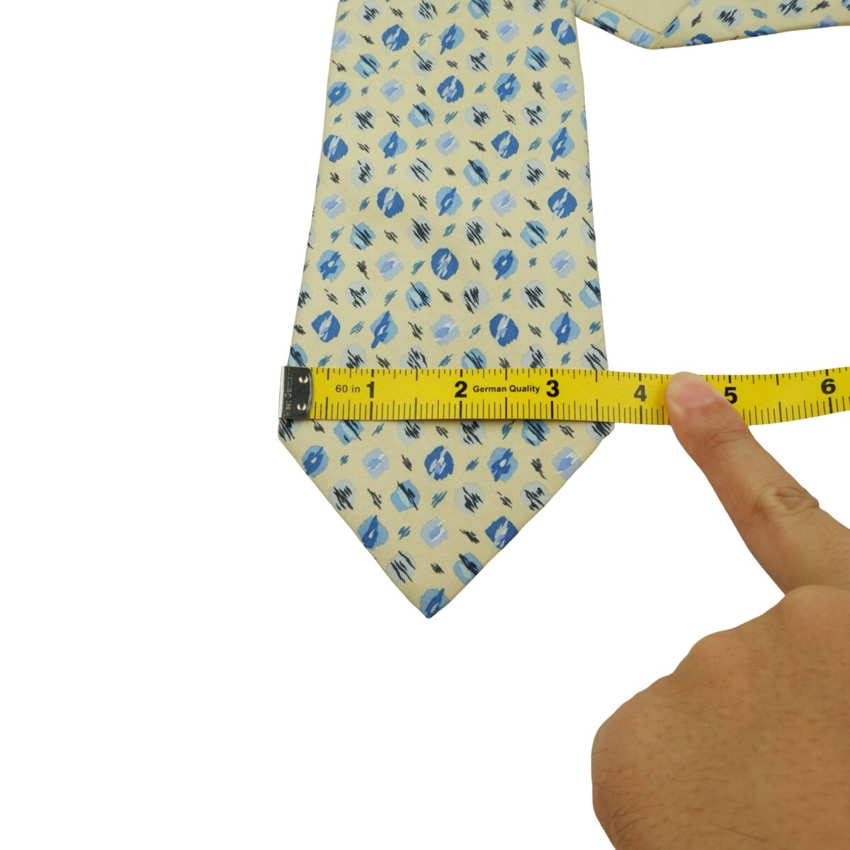 a16058 13 Hermes Tie Silk Yellow Geometric France (US Import Tax Included) มุมที่ 13