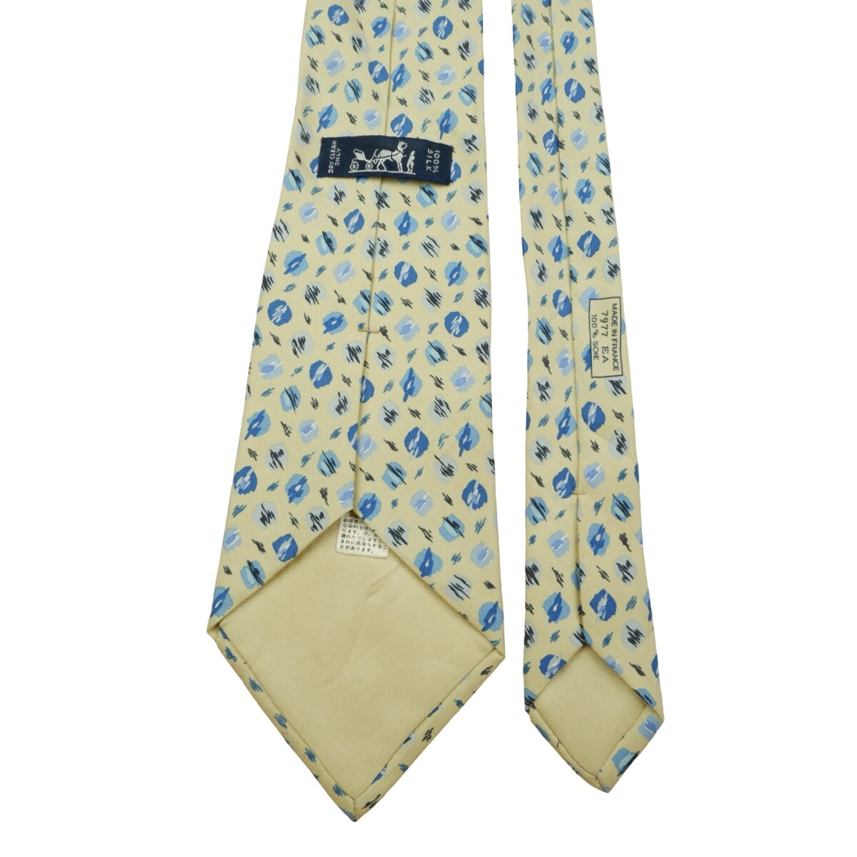 a16058 4 Hermes Tie Silk Yellow Geometric France (US Import Tax Included) มุมที่ 4