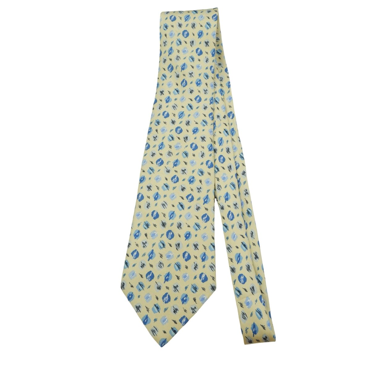 a16058 5 Hermes Tie Silk Yellow Geometric France (US Import Tax Included) มุมที่ 5
