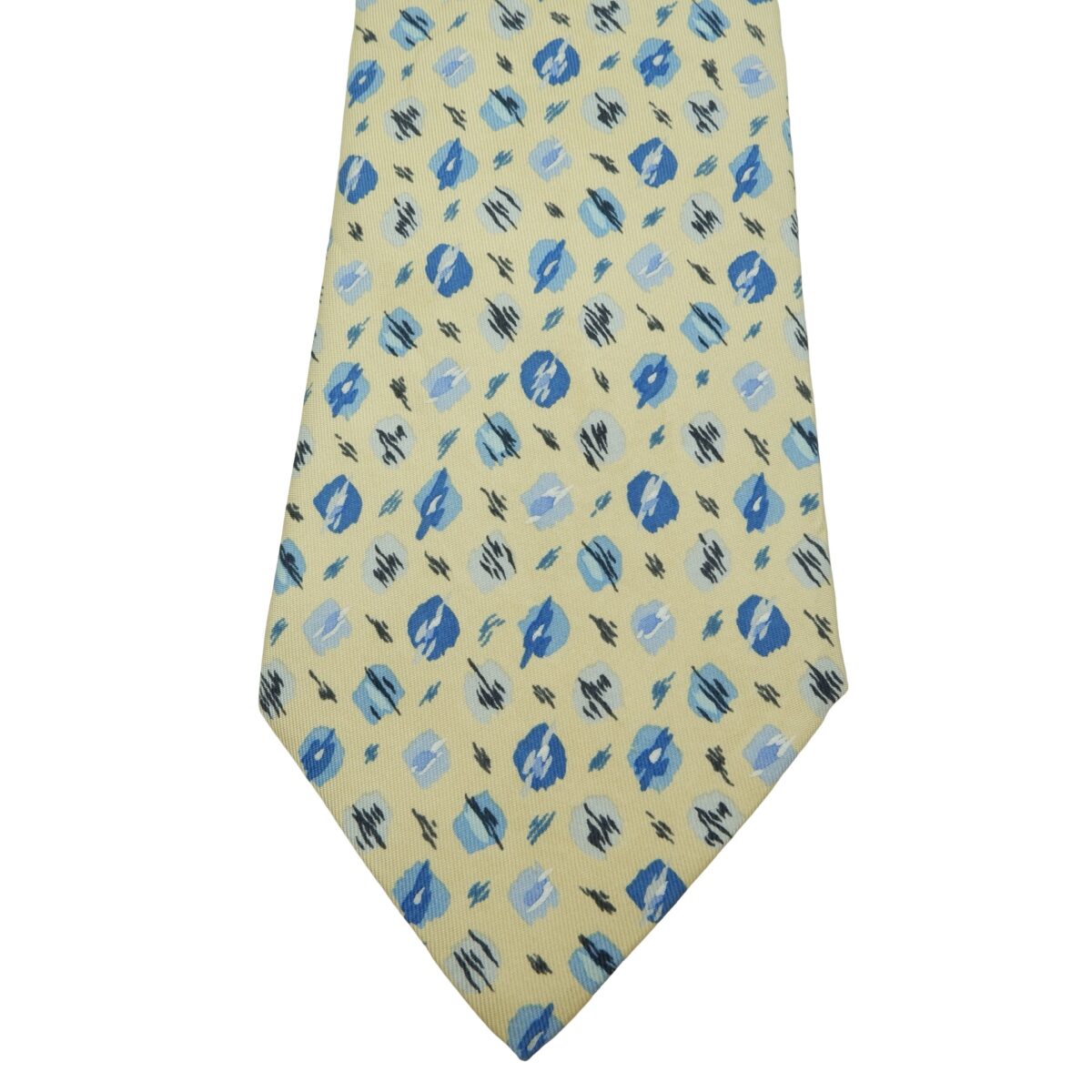 a16058 6 Hermes Tie Silk Yellow Geometric France (US Import Tax Included) มุมที่ 6