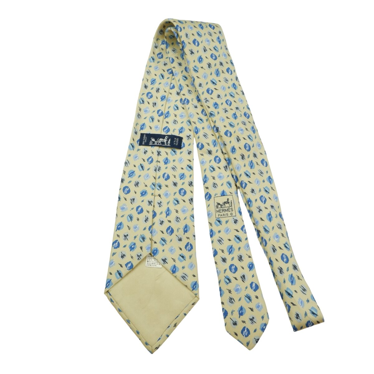 a16058 7 Hermes Tie Silk Yellow Geometric France (US Import Tax Included) มุมที่ 7